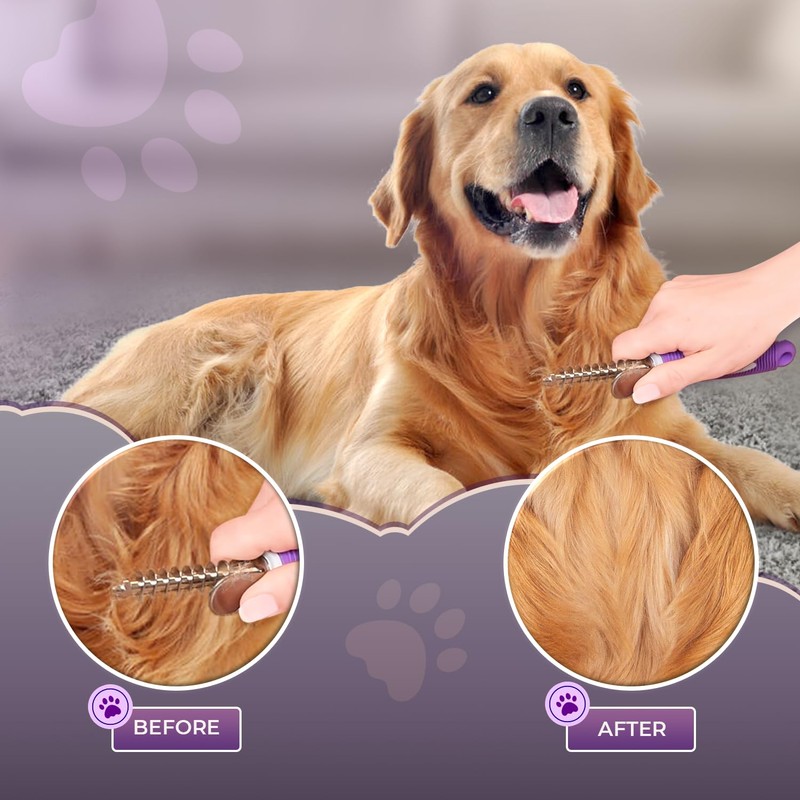 Dematting Undercoat Rake Comb for Dogs & Cats with Long