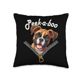 Funny - Peek-a-boo - Boxer Throw Pillow