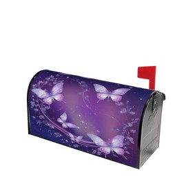 Mount Hour Purple Butterfly with Glowing Firework and Sparkle Star Mailbox Covers Magnetic Post Box Cover Wraps Standard Size 21x18 Inches for Garden Yard Decor