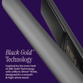 HOT TOOLS Black Gold Ionic 1 1/4 Inch Flat Iron, Use as Straightener for Sleek Straight Hair or Use Rounded Edges for Shiny Curls and Waves, Stylist-Preferred