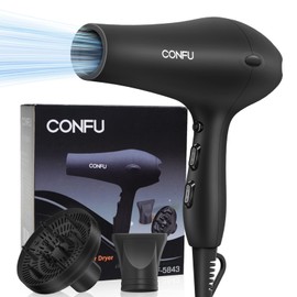 Professional Salon Hair Dryer, CONFU Negative Ions Ceramic Quick Drying Blow Dryer, Lightweight Travel Hairdryer for Normal & Curly Hair Includes Diffuser Styling Nozzle