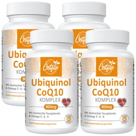 Cestfilo Ubiquinol CoQ10 600 mg Softgelkapseln - Aktive Form von CoQ10 Plus Vitamin E & Omega 3 6 9 - Fortschrittliches Coenzym Q10 60 stck (4er Pack)