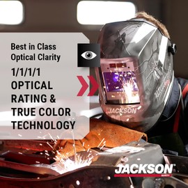 Jackson Safety Premium Graphic Welding Hood with Digital ADF - Ultra Lightweight Auto Darkening Welding Helmet - ANSI Z87.1 (Multiple Styles)