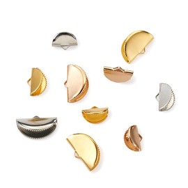 Pandahall 180Pcs Ribbon Crimp Ends 3 Sizes Half Round Bookmark Pinch Crimp Clamp End Findings Cord for Jewelry Making