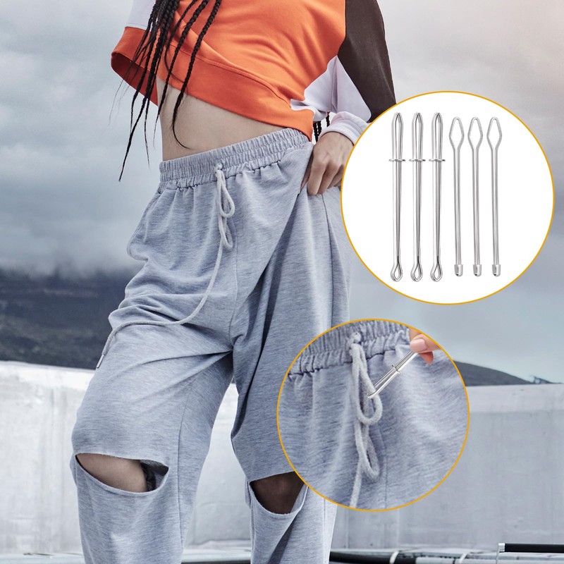 6pcs Rope Threader Clip, 2 Designs Drawstring Tool for Hoodie/Pants/Trousers/Elastic/Waistband/Shorts