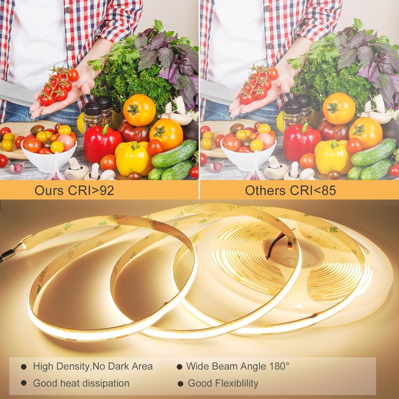 Hosyl Dimmable Warm White Cob Led Strip Light Kit with
