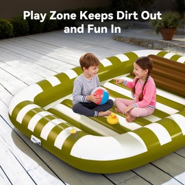 Pool Wave Inflatable Pool Lounger Floats, 80" x 66" Large Tanning Bed for Adult Kids, Outdoor Sun Bathing Floating Blow up Raft W/Pillow, Spray Water Mat, Summer Beach Lake Family Party Gift - Green