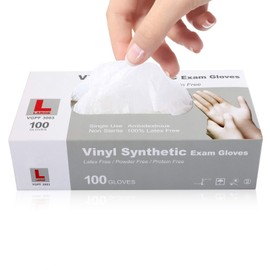 Oh! Trendy Disposable Medical Clear Vinyl Exam Gloves Industrial Gloves - Latex-Free & Powder-Free100PCS - Large