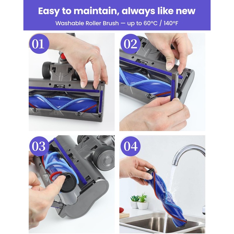 Dust Detection Replacement Brush Head for Dyson V6 DC58 DC59