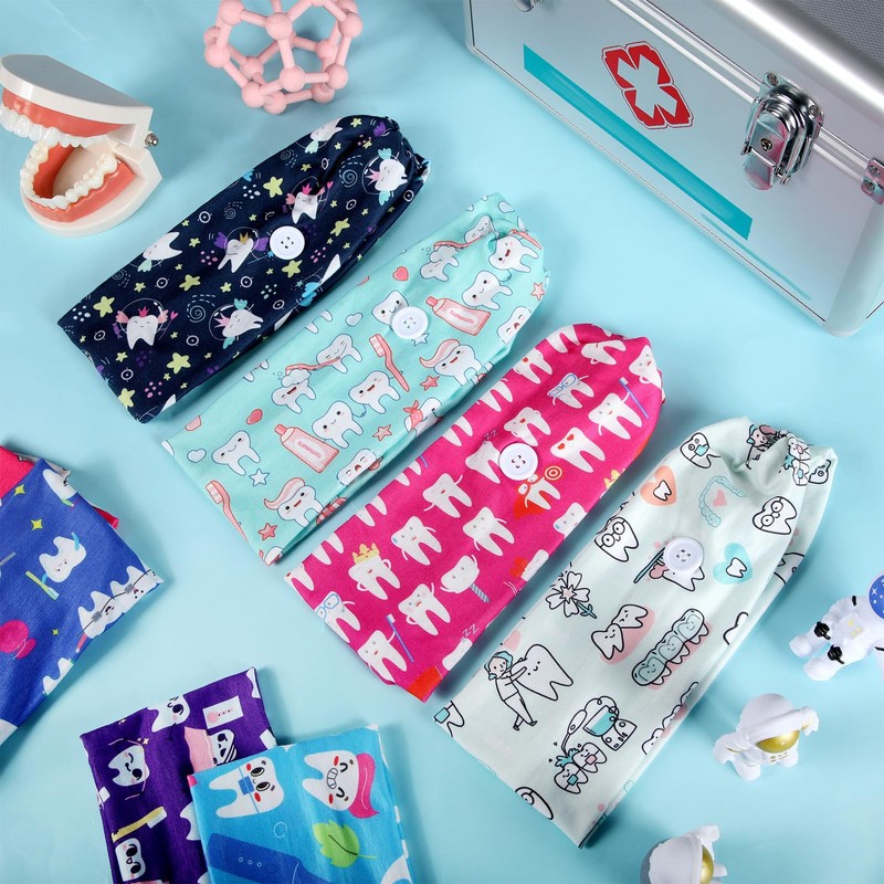 Canlierr 20 Pcs Dental Headbands Christmas Gift with Buttons Non