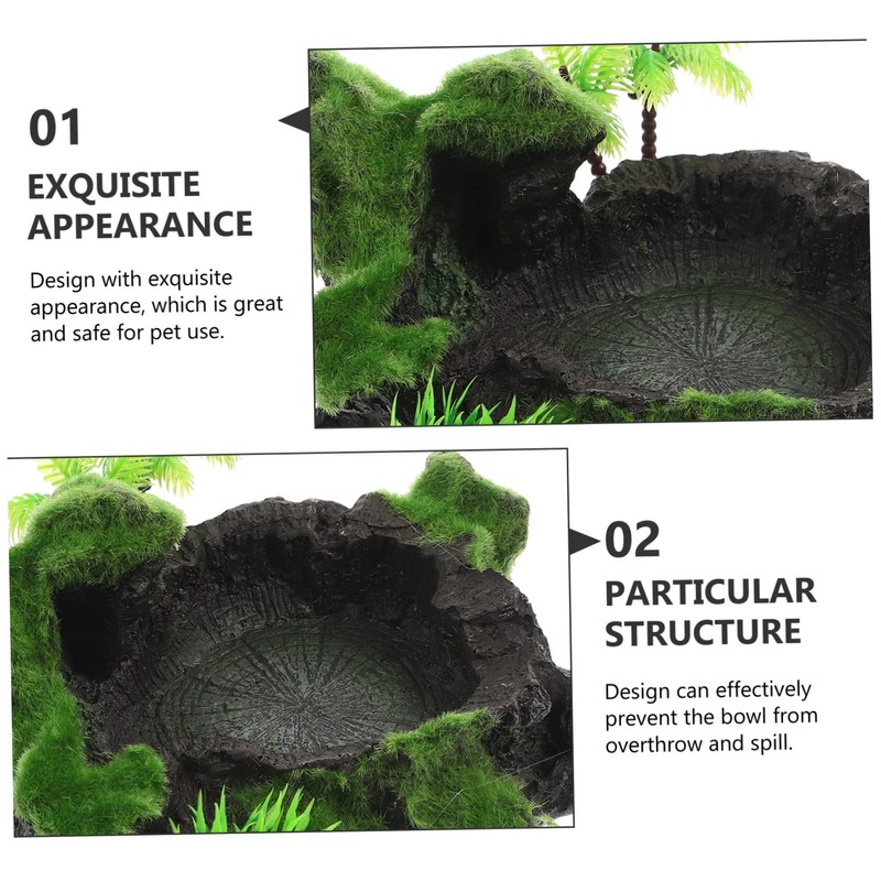 VICASKY Decorative Resin Reptile Bowl Natural Water Food Dish for