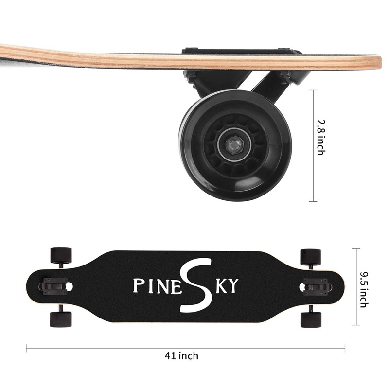 PINESKY 41 Inch Longboard Skateboard 9 Ply Natural Maple Complete