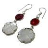 Abalone Shell & Ruby Gemstone 925 Sterling Silver Overlay Dangle