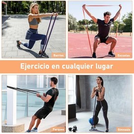 UIEYAKFR 16PCS Bandas de Resistencia, Ligas de Resistencia para Ejercicio,y Correas de Yoga Elásticas,con 2 Asas, Anclaje para Puerta, Gancho y Bolsa,