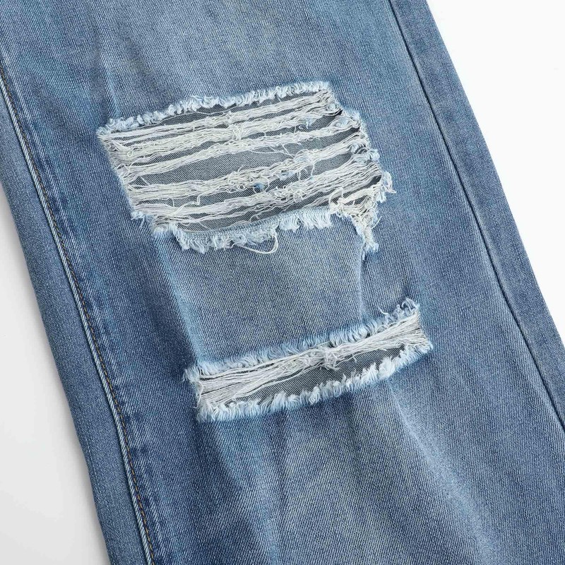 THUNDER STAR Womens High Waisted Wide Leg Jeans Stretchy Distressed