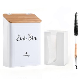 SUBEKYU SUBEKYU Magnetic Lint Bin and Dryer Sheet Holder Set for Laundry Room, Metal Lint Trash Can with Lid and Lint Box Magnetic for Mounting on Dryer,Wall Mount Lint Bin for Laundry RoomBlack