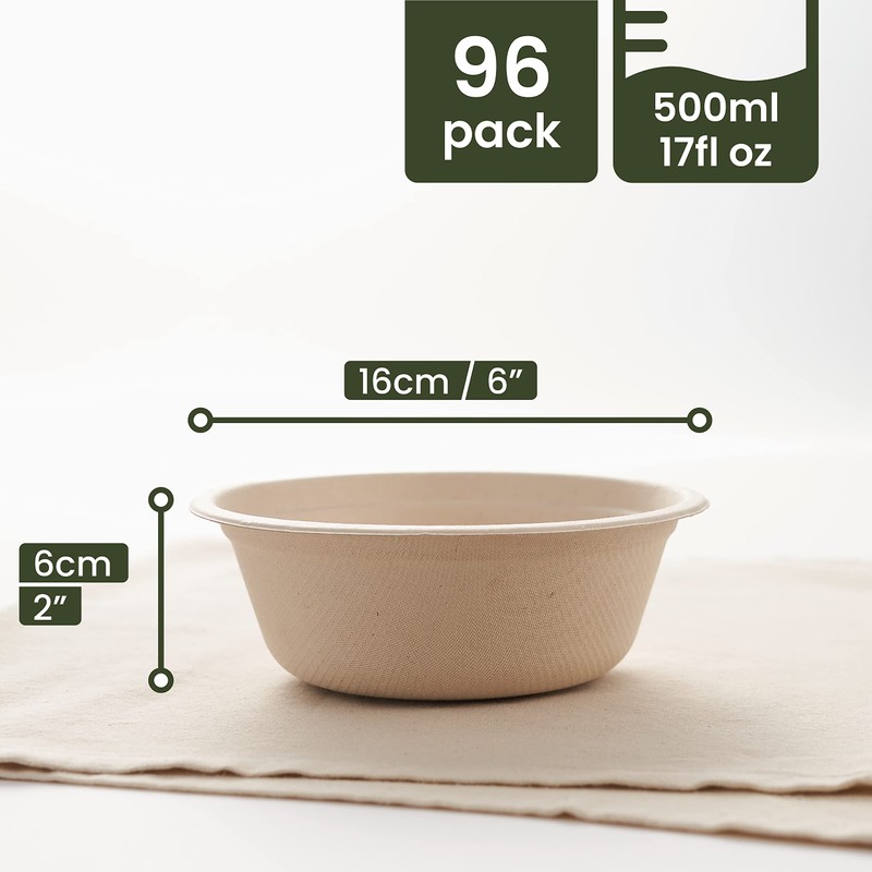 HAAGO 300 Environmentally Friendly Sugar Cane Bowls Biodegradable & Compostable