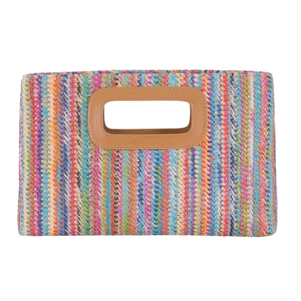 Natural Straw Flat Clutch Women 2025 Boho Purse Top Handle