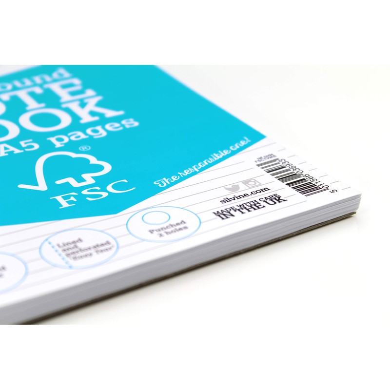 Silvine A5 Everyday FSC Twin Wire Notebook - Ruled 8mm