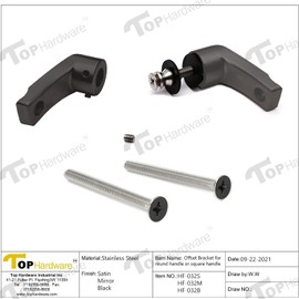 Top Hardware Stainless Steel 316 Mid-Post for Extra Length Ladder Style Pulls 1-1/4"OD Round Handle for Offset Style, Matt Black Finish (One Piece HF-032B)