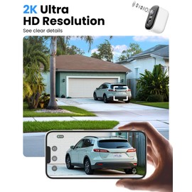 2K Security Cameras Wireless Outdoor, 2 Pack Battery Powered WiFi Cameras for Home Security with AI Motion Detection, Color Night Vision, Siren Alarm, 2-Way Talk, IP66 Waterproof, Cloud/SD Storage