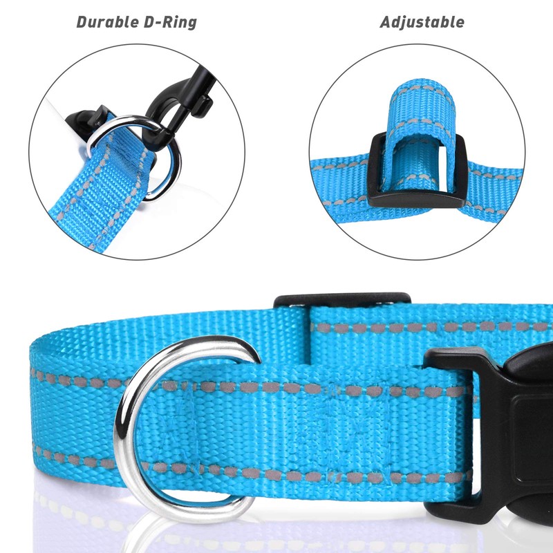 TagME Reflective Nylon Dog Collars, Adjustable Classic Dog Collar with