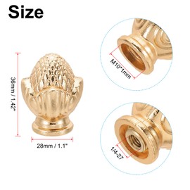 PATIKIL 34 x 27mm Lamp Finials Caps Knob, 2 Set Solid Lamp Shade Top Decoration Screw Cap Nuts with Brass Reducing Adapter for Table Lamps Floor Lamps, Rose Gold Tone