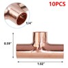Antrader Tee Copper Fitting,LF Sweat Solder Copper Tee,1/4 Inch ID