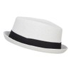 Big Size Solid Upbrim Pork Pie Fedora - White 2XL-3XL