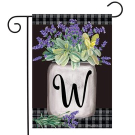 Farmhouse Monogram Letter W Garden Flag Floral Briarwood Lane 18" x 12.5"