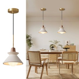 OROILUPU 7.7'' Concrete Pendant Lights Kitchen Island Hanging Lights Unique Pinecone Lampshade Industrial Chandelier Nordic Cement Pendant Light for Dining Room,Bedside,Kitchen,Hallway,1Pcs,White