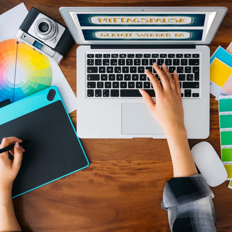 Lunch Break or Just Again There Reversible Sign with Cord