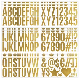 400 Pieces 24 Sheet Large Gold Letter Stickers 2.5 Inch Self Adhesive Big Font Alphabet Number Sticker Kit Mailbox Stickers for Mailbox, Signs, Door, Home, Business, Address Number(Gold)