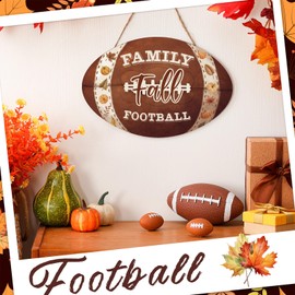 BBTO Fall Pumpkin Welcome Sign Wood Hello Sign Wooden Signs Rustic Fall Decorations Decorative Hanging Fall Sign for Thanksgiving Autumn Porch Home Wall Indoor Outdoor Fall Door Decor (Football)
