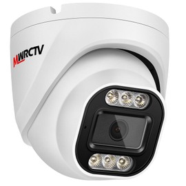 MWRCTV 4MP Security Audio Dome Camera Smart Dual Light PoE Turret AI Human Detection 2.8mm 100° Wide Angle Lens Color Night Vision Built-in Mic IP67 Waterproof Compatible with NVR