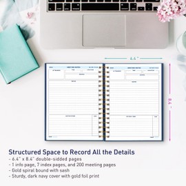 S&O Medium Meeting Notebook for Work - Professional Notebooks for Work Organization - Work Organizer Notebook - Work Notebook Organizer Planner - Meeting Notes Notebook for Work - 168 Pages, 6.4"x8.4”