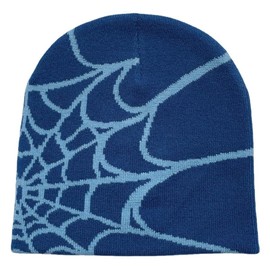 Pooyikoi Y2K Gothic Spider Pattern Wool Acrylic Knitted Hat Women Beanie Winter Warm Beanies Men Casual Skullies Outdoor