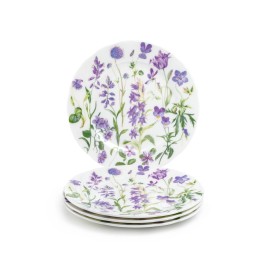Grace Teaware 7.5" Purple Meadow Bone China Dessert Plates Set of 4