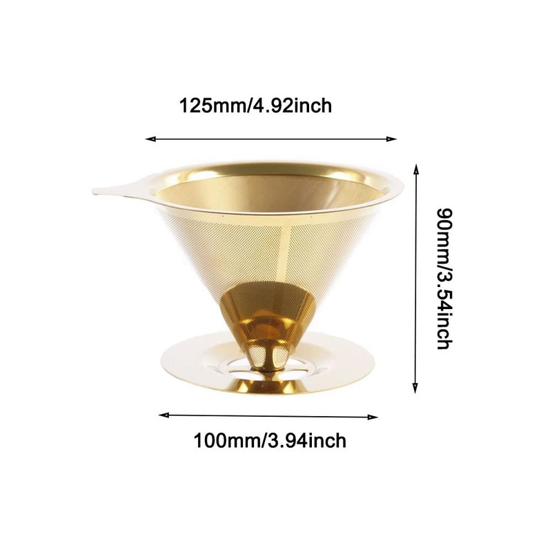 Pour Over Coffee Filter Reusable Stainless Steel Cup Coffee Filter