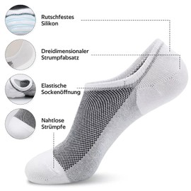 Soleeya 8 Paar Füßlinge Damen Herren 38-42 43-46, Unsichtbare Sneaker Socken mit Silikon No Show Socken Herren Baumwolle Füsslinge (DE/NL/SE/PL, Numerisch, 43, 46, Regular, Regular, Schwarz/Weiß/Grau)