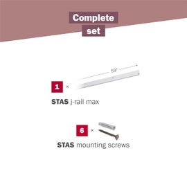 STAS j-Rail max Art Gallery Hanging System - Covers 4.92 ft of Wall Space - Art Display Rail for Museum & Gallery Picture Rail with Installation Hardware (Silver Rails)