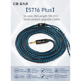 2m Length IEM Cables, in-ear Monitor Cable, KBEAR ST16 Plus Upgraded Replacement Earphones Cable 16 Core iem Wire with 2 pins for KZ ZS10 PRO, ZST, ZSN Pro X, edx pro, cca cra, CCZ melody, ks1, ks2