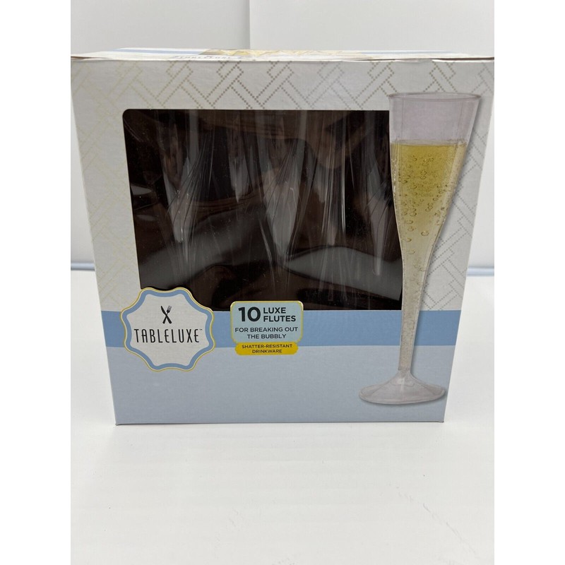 TABLELUXE Qty 10 Luxe Champagne Flutes by TableLuxe Clear Shatter