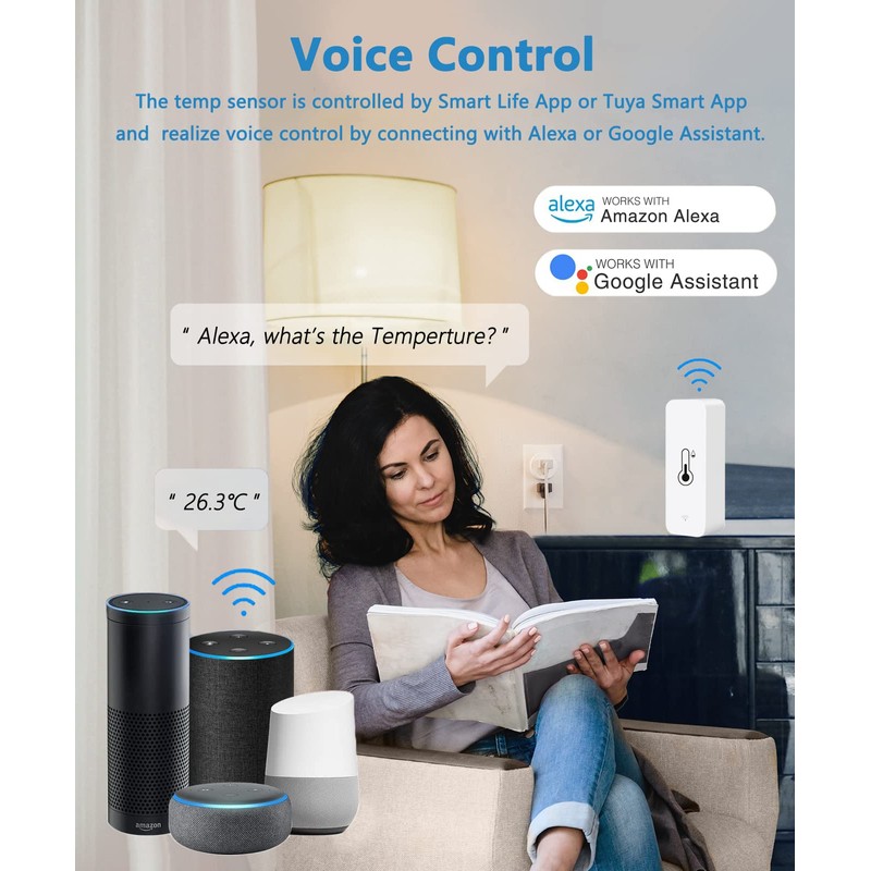 Wi-Fi Smart Thermometer Hygrometer, Digital Mini Indoor Temperature and Humidity
