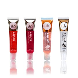NK lip gloss gel 15ml Vitamin E, Shiny, Nourishes, Strawberry, Cherry, Mango and Coconut flavoured by Nicka K (Multi Pack Of 4).