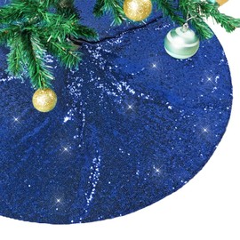 PartyDelight Sequin Christmas Tree Skirt 36" Blue