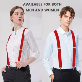 WOXVM Mens Suspenders Adjustable Braces with 4 Strong Metal Clips Elastic X Back Heavy Duty Suspender for Men and Women