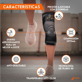 Hyperz - Rodillera Ortopédica de Compresión Rodillera Deportiva para Rodilla Meniscos para Hombre y Mujer Soporte para Rodilla, Rodilleras Gym, Crossfit para tendinitis rotuliana (Medium)