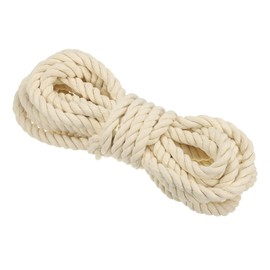PATIKIL Natural Twisted Cotton Rope 30 feet x 9/16 Inch 3 Strand Strong Cotton Rope Tug of War Rope for Railings Crafts Games Home Decor, Beige