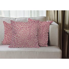 EKOBLA Pink Leopard Throw Pillow Cover Animal Skin Exotic Leather Fur Panther Camouflage Cheetah Cozy Square Cushion Case for Men Women Boys Girls Room Home Decor Cotton Linen 18x18 Inch